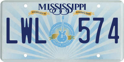MS license plate LWL574
