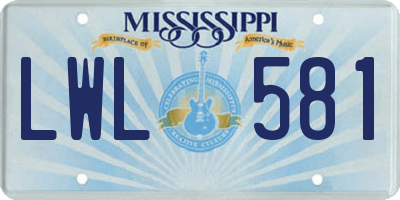 MS license plate LWL581
