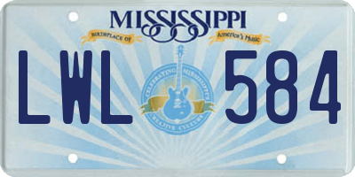 MS license plate LWL584