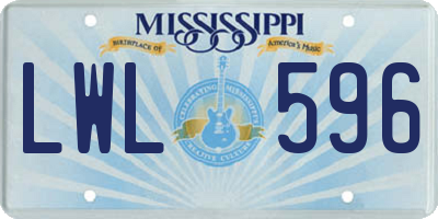 MS license plate LWL596