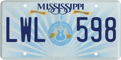 MS license plate LWL598