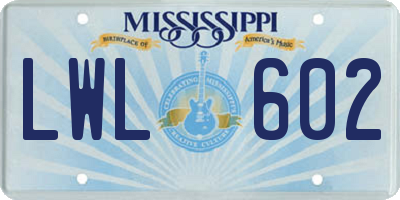 MS license plate LWL602