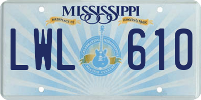 MS license plate LWL610