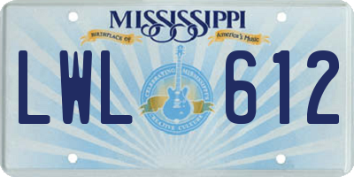 MS license plate LWL612