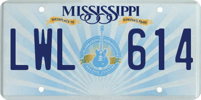 MS license plate LWL614
