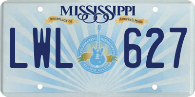 MS license plate LWL627