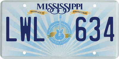 MS license plate LWL634