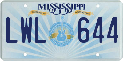 MS license plate LWL644