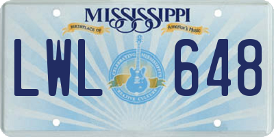 MS license plate LWL648