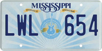 MS license plate LWL654