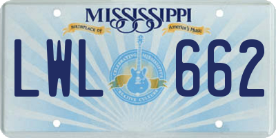 MS license plate LWL662