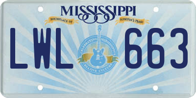 MS license plate LWL663