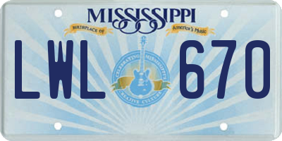 MS license plate LWL670