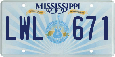 MS license plate LWL671