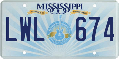 MS license plate LWL674