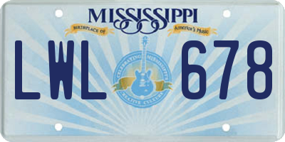 MS license plate LWL678