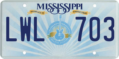 MS license plate LWL703