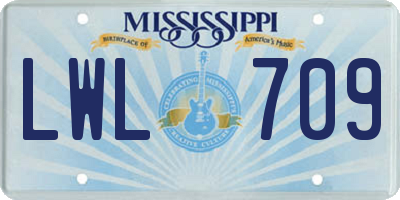 MS license plate LWL709