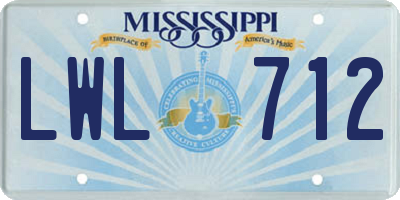 MS license plate LWL712