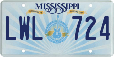 MS license plate LWL724