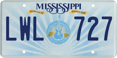 MS license plate LWL727