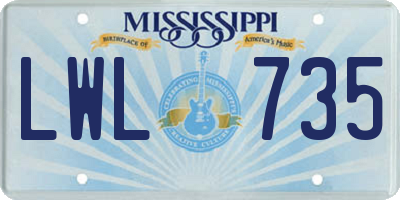 MS license plate LWL735