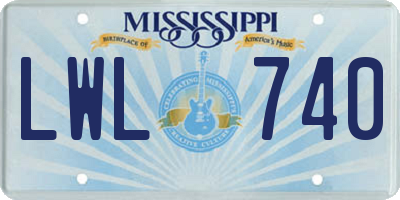 MS license plate LWL740