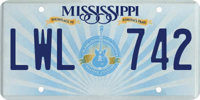 MS license plate LWL742