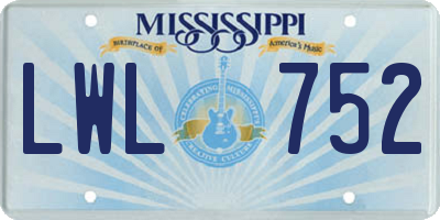 MS license plate LWL752