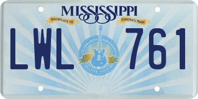 MS license plate LWL761