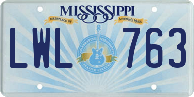 MS license plate LWL763
