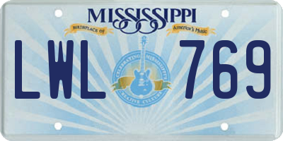 MS license plate LWL769
