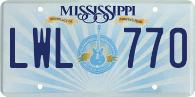 MS license plate LWL770