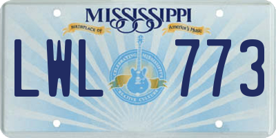 MS license plate LWL773