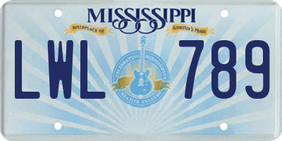 MS license plate LWL789
