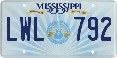 MS license plate LWL792