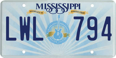 MS license plate LWL794
