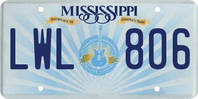 MS license plate LWL806