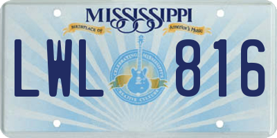 MS license plate LWL816