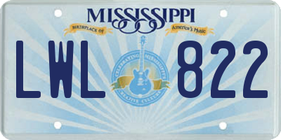 MS license plate LWL822