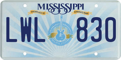 MS license plate LWL830