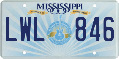 MS license plate LWL846