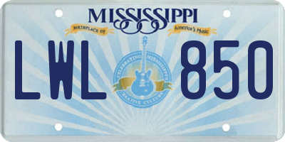 MS license plate LWL850