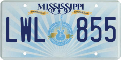 MS license plate LWL855