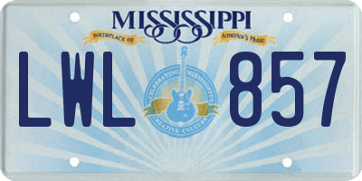 MS license plate LWL857