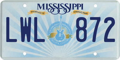 MS license plate LWL872