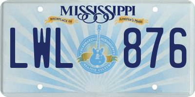 MS license plate LWL876