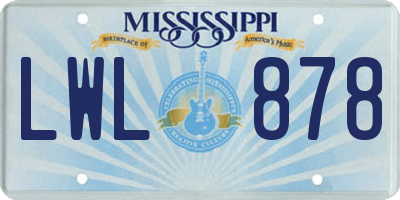 MS license plate LWL878