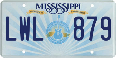 MS license plate LWL879