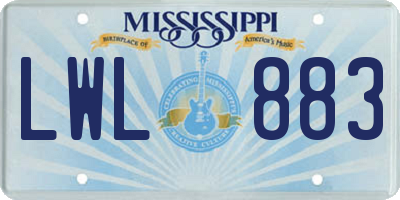 MS license plate LWL883